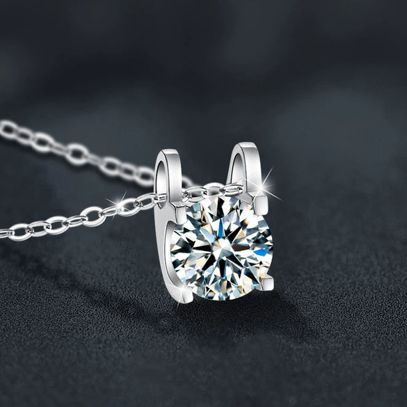 Wholesale Women's S925 Sterling Silver Geometric Moissanite Set Diamond Pendant Necklace With Cross Chain