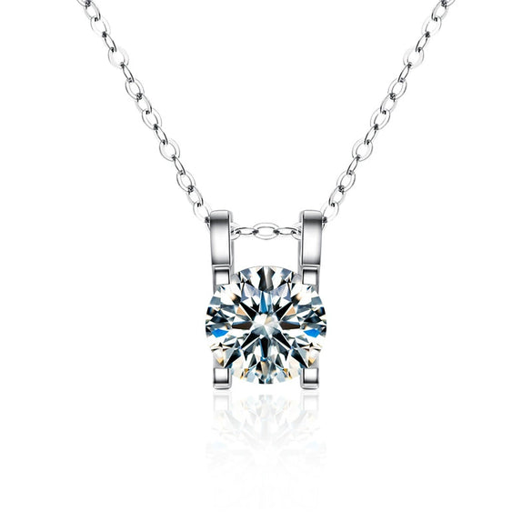 Wholesale Women's S925 Sterling Silver Geometric Moissanite Set Diamond Pendant Necklace With Cross Chain