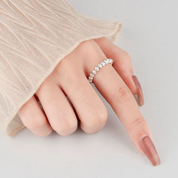 Wholesale Women's S925 Sterling Silver Geometric Movable Ring With Watermelon Beads And Electroplating