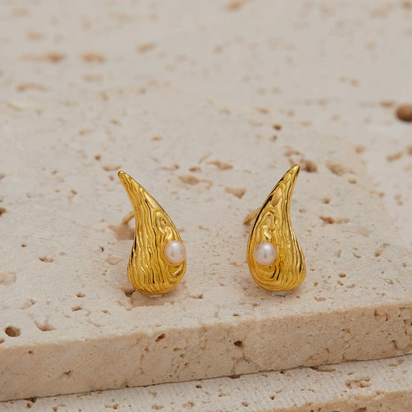 Wholesale Women's S925 Sterling Silver Geometric Natural Garnet Pearl Colored Gemstone Water Drop Earrings Set With Gems