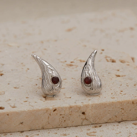 Wholesale Women's S925 Sterling Silver Geometric Natural Garnet Pearl Colored Gemstone Water Drop Earrings Set With Gems