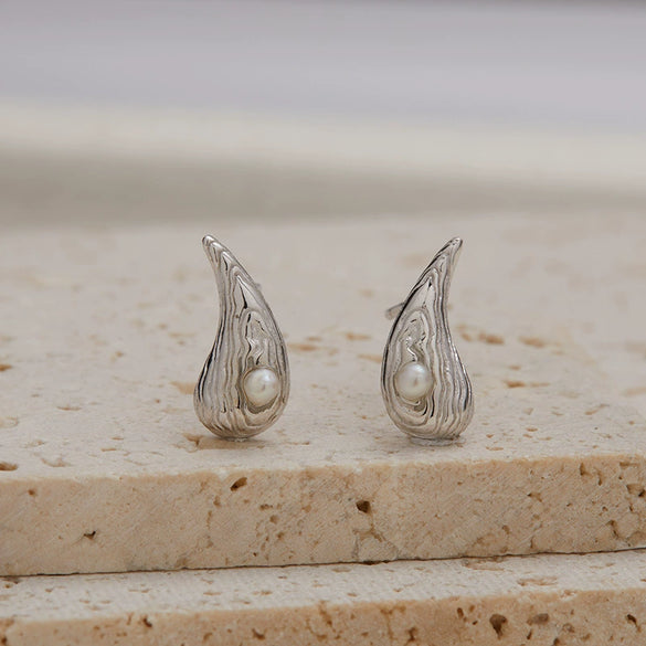 Wholesale Women's S925 Sterling Silver Geometric Natural Garnet Pearl Colored Gemstone Water Drop Earrings Set With Gems