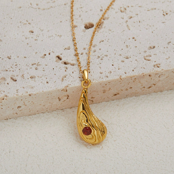 Wholesale Women's S925 Sterling Silver Geometric Natural Garnet Pearl Colored Gemstone Water Drop Earrings Set With Gems