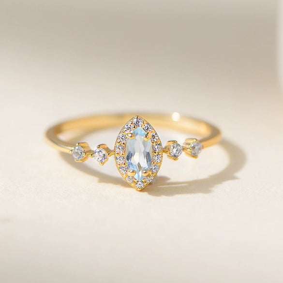 Wholesale Women's S925 Sterling Silver Geometric Natural Topaz Ring Set With Gems