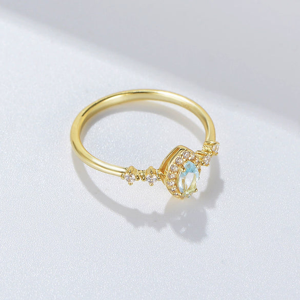 Wholesale Women's S925 Sterling Silver Geometric Natural Topaz Ring Set With Gems