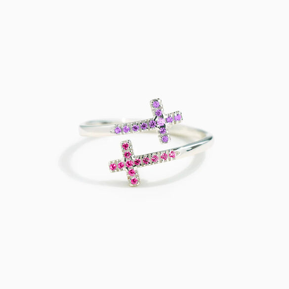 Wholesale Women's S925 Sterling Silver Geometric Open Cross Ring With Electroplating