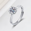 Wholesale Women's S925 Sterling Silver Geometric Open Fourclaw Full Diamond Electroplated Ring