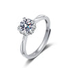 Wholesale Women's S925 Sterling Silver Geometric Open Fourclaw Full Diamond Electroplated Ring