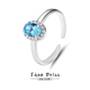 Wholesale Women's S925 Sterling Silver Geometric Open Ring With Aquamarine Pigeon Egg Zircon Electroplated