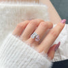 Wholesale Women's S925 Sterling Silver Geometric Open Ring With Pink Diamond And Water Drop Shape Electroplated