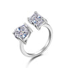 Wholesale Women's S925 Sterling Silver Geometric Open Ring With Pink Diamond And Water Drop Shape Electroplated