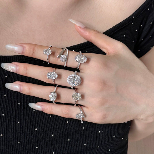 Wholesale Women's S925 Sterling Silver Geometric Oval Ring With Electroplating
