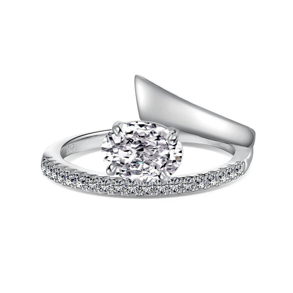 Wholesale Women's S925 Sterling Silver Geometric Oval Ring With Electroplating
