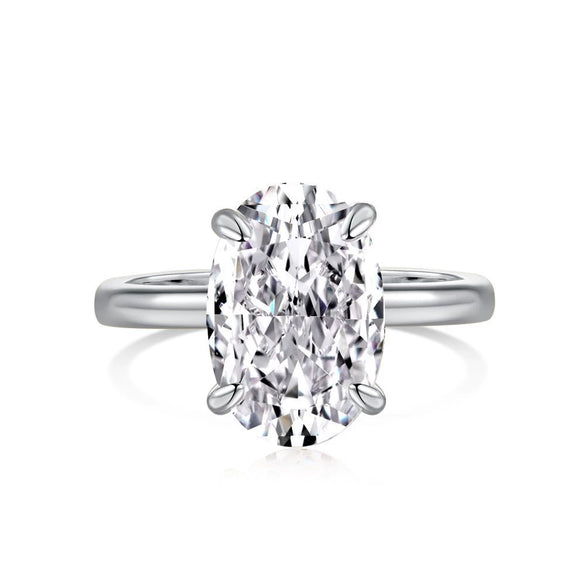 Wholesale Women's S925 Sterling Silver Geometric Oval Ring With Electroplating