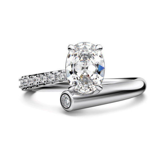 Wholesale Women's S925 Sterling Silver Geometric Oval Ring With Electroplating