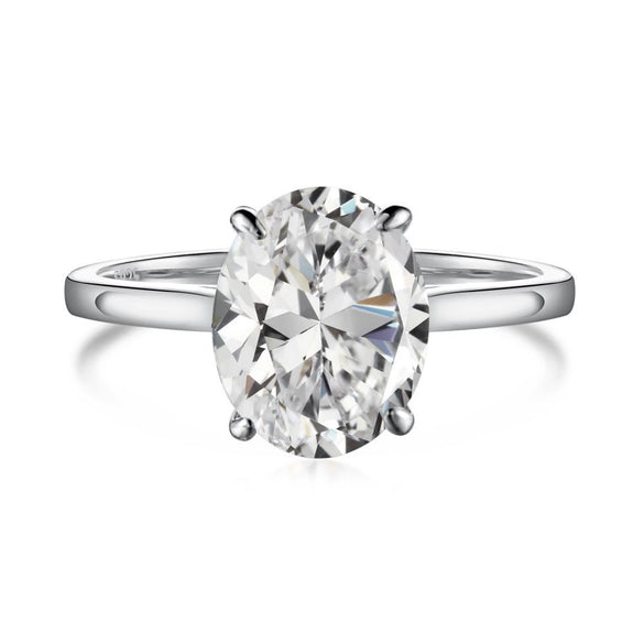 Wholesale Women's S925 Sterling Silver Geometric Oval Ring With Electroplating