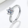 Wholesale Women's S925 Sterling Silver Geometric Pattern Cross Sixclaw Simulation Diamond Ring With 18K Platinum Electroplating