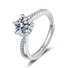 Wholesale Women's S925 Sterling Silver Geometric Pattern Cross Sixclaw Simulation Diamond Ring With 18K Platinum Electroplating