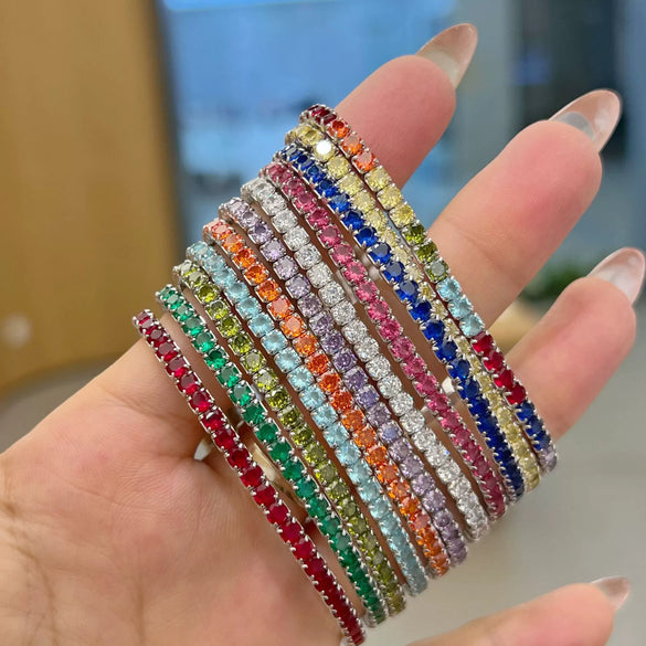 Wholesale Women's S925 Sterling Silver Geometric Pattern Electroplated Rope Design Dopamine Rainbow Bracelet