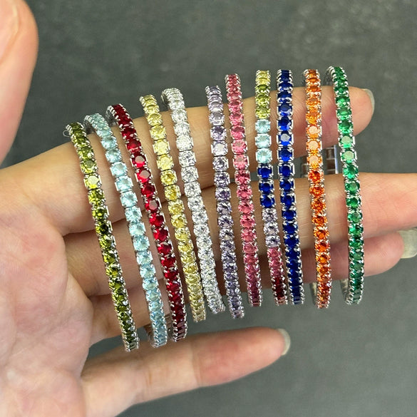 Wholesale Women's S925 Sterling Silver Geometric Pattern Electroplated Rope Design Dopamine Rainbow Bracelet