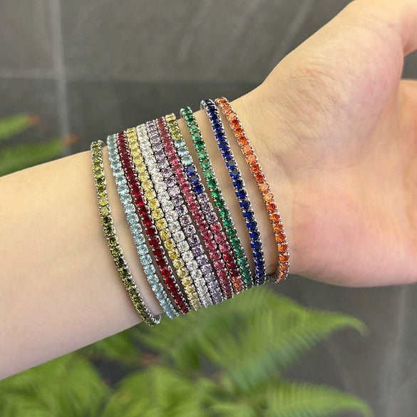 Wholesale Women's S925 Sterling Silver Geometric Pattern Electroplated Rope Design Dopamine Rainbow Bracelet
