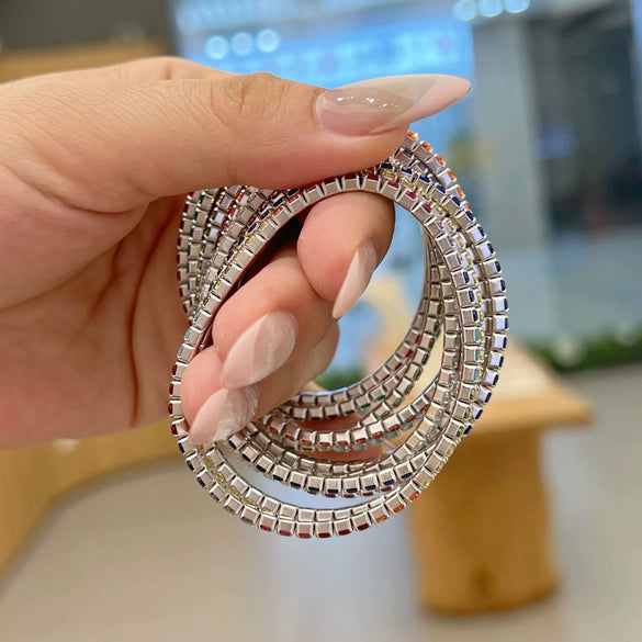Wholesale Women's S925 Sterling Silver Geometric Pattern Electroplated Rope Design Dopamine Rainbow Bracelet