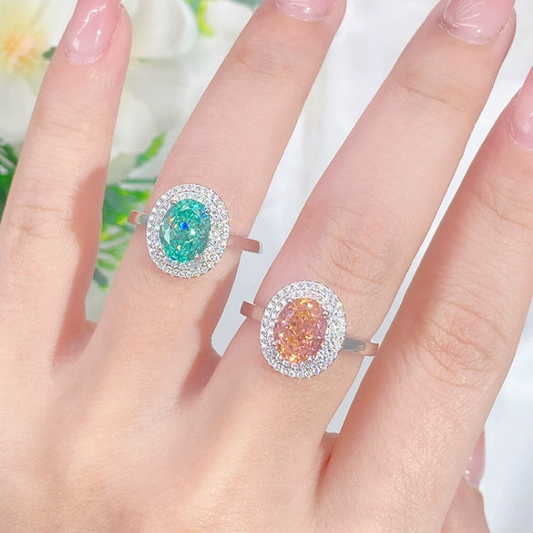 Wholesale Women's S925 Sterling Silver Geometric Pattern Ring Set With Diamonds