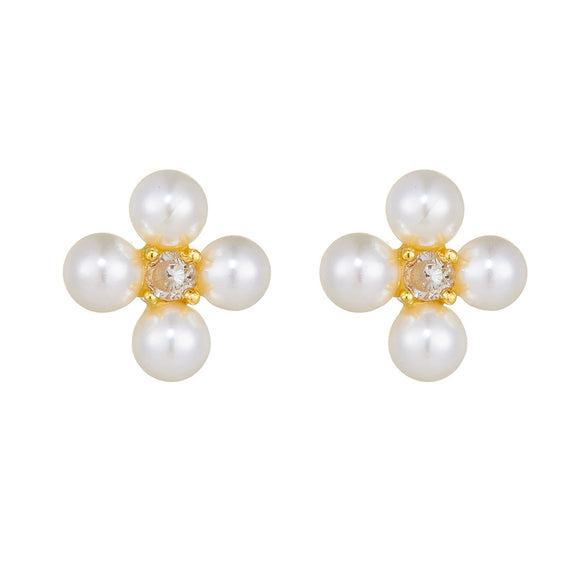Wholesale Women's S925 Sterling Silver Geometric Pearl Combination Earrings