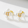 Wholesale Women's S925 Sterling Silver Geometric Pearl Combination Earrings
