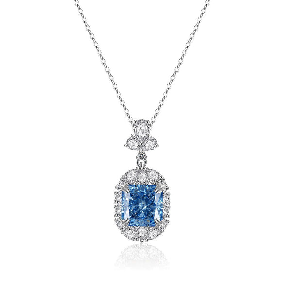 Wholesale Women's S925 Sterling Silver Geometric Pendant Ochain Necklace With Electroplating