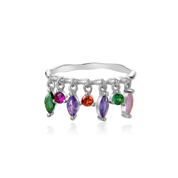Wholesale Women's S925 Sterling Silver Geometric Pendant Ring With Electroplated Platinum Or 18K Gold Finish