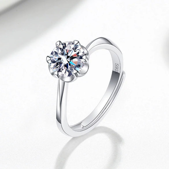 Wholesale Women's S925 Sterling Silver Geometric Petal Open Ring With Electroplating