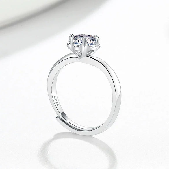 Wholesale Women's S925 Sterling Silver Geometric Petal Open Ring With Electroplating