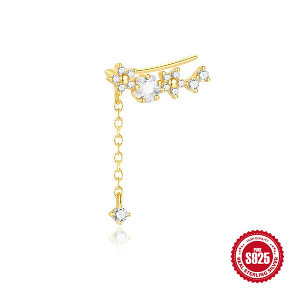 Wholesale Women's S925 Sterling Silver Geometric Petal Zircon Pendant Earrings With Electroplating And Simple Style