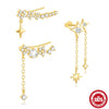 Wholesale Women's S925 Sterling Silver Geometric Petal Zircon Pendant Earrings With Electroplating And Simple Style