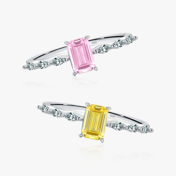Wholesale Women's S925 Sterling Silver Geometric Pink Zircon Inlaid Ring