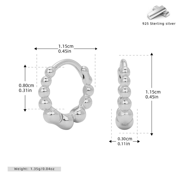 Wholesale Women's S925 Sterling Silver Geometric Plain Circle Ear Buckle With Electroplating
