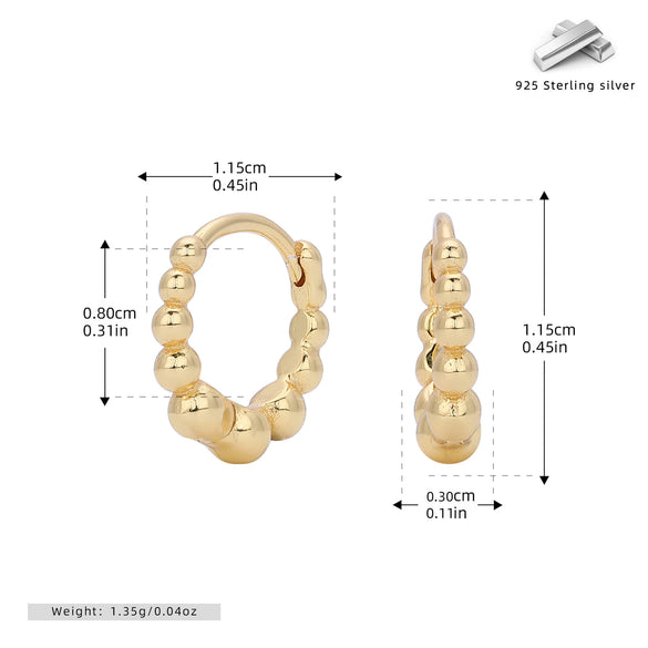 Wholesale Women's S925 Sterling Silver Geometric Plain Circle Ear Buckle With Electroplating