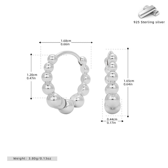 Wholesale Women's S925 Sterling Silver Geometric Plain Circle Ear Buckle With Electroplating