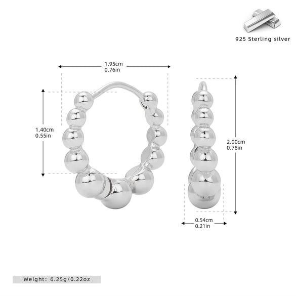 Wholesale Women's S925 Sterling Silver Geometric Plain Circle Ear Buckle With Electroplating