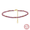 Wholesale Women's S925 Sterling Silver Geometric Purple Mica Stone Anklet