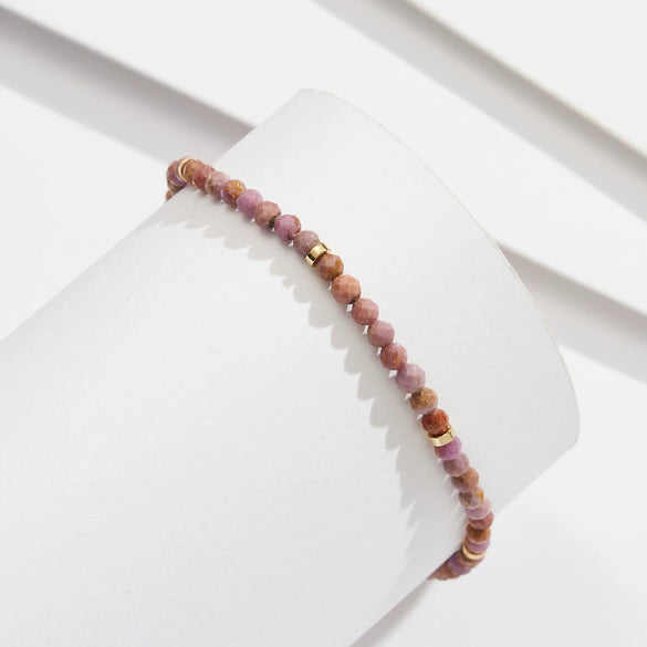 Wholesale Women's S925 Sterling Silver Geometric Purple Mica Stone Anklet