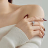 Wholesale Women's S925 Sterling Silver Geometric Ring With Electroplating And Inlaid Main Stone