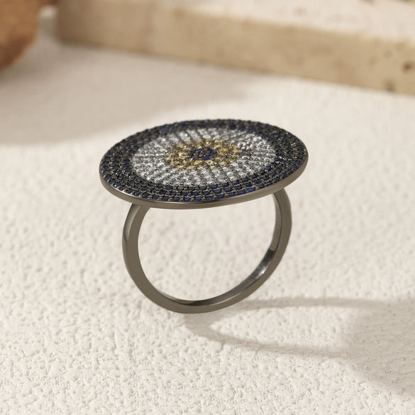 Wholesale Women's S925 Sterling Silver Geometric Ring With Electroplating Design