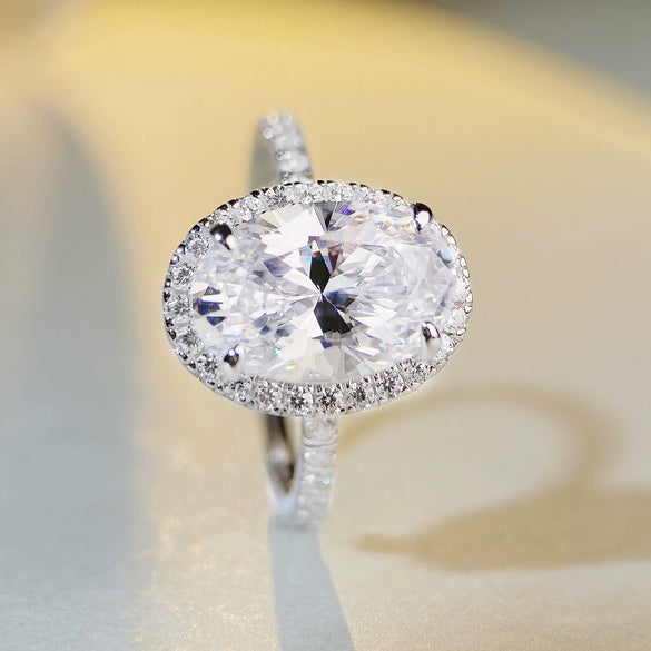 Wholesale Women's S925 Sterling Silver Geometric Ring With High Carbon Diamond And Electroplating