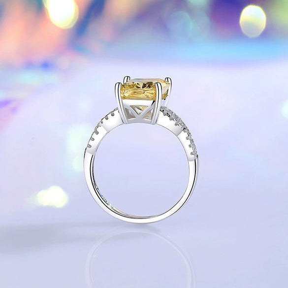 Wholesale Women's S925 Sterling Silver Geometric Ring With Pink Diamond And Zircon