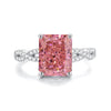 Wholesale Women's S925 Sterling Silver Geometric Ring With Pink Diamond And Zircon