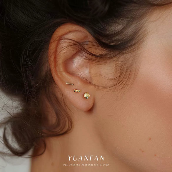 Wholesale Women's S925 Sterling Silver Geometric Rose Flower Earrings Minimalist Cold Style With Zirconia Treatment
