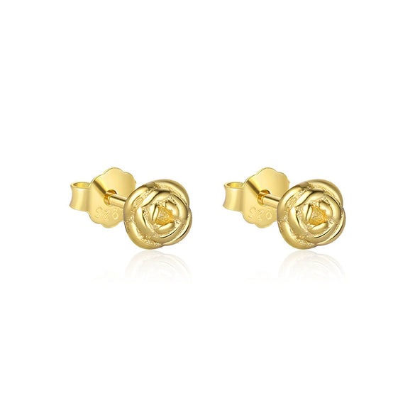 Wholesale Women's S925 Sterling Silver Geometric Rose Flower Earrings Minimalist Cold Style With Zirconia Treatment