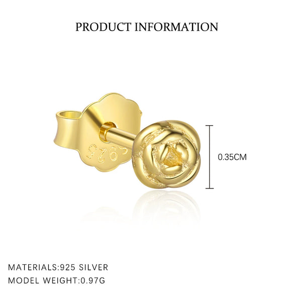 Wholesale Women's S925 Sterling Silver Geometric Rose Flower Earrings Minimalist Cold Style With Zirconia Treatment